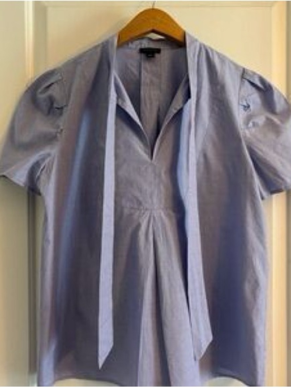 Ann Taylor Light Blue Bow-Front Blouse